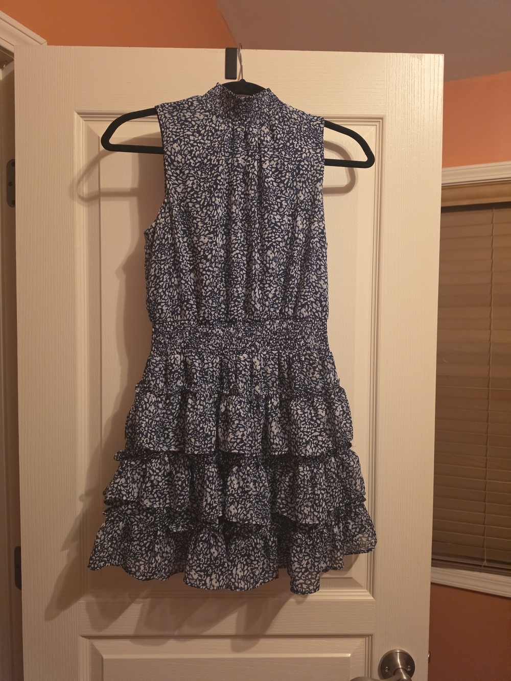 Blue and White Tiered Ruffle Dress
